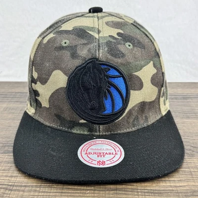 Dallas Mavericks Hat Cap Snap Back Mens Camo Black NBA Basketball Flat Bill - Image 1 of 4