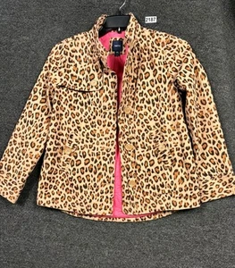 Gap Kids Leopard Print Jacket Girls XXL 14-16 Beige Black Button Up Long Sleeve - Picture 1 of 7