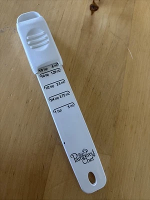PAMPERED CHEF White Adjustable Measuring Teaspoon Spoon D-403256 - Image 1 of 4