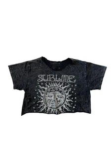 Sublime Cropped T Shirt Black 100% Cotton Women’s Size M Good Condition - Picture 1 of 11