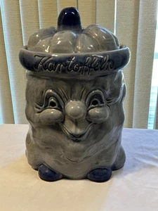 Tarro de patata antropomórfico azul vintage cerámica Alemania Occidental 1960 "patatas" - Imagen 1 de 12