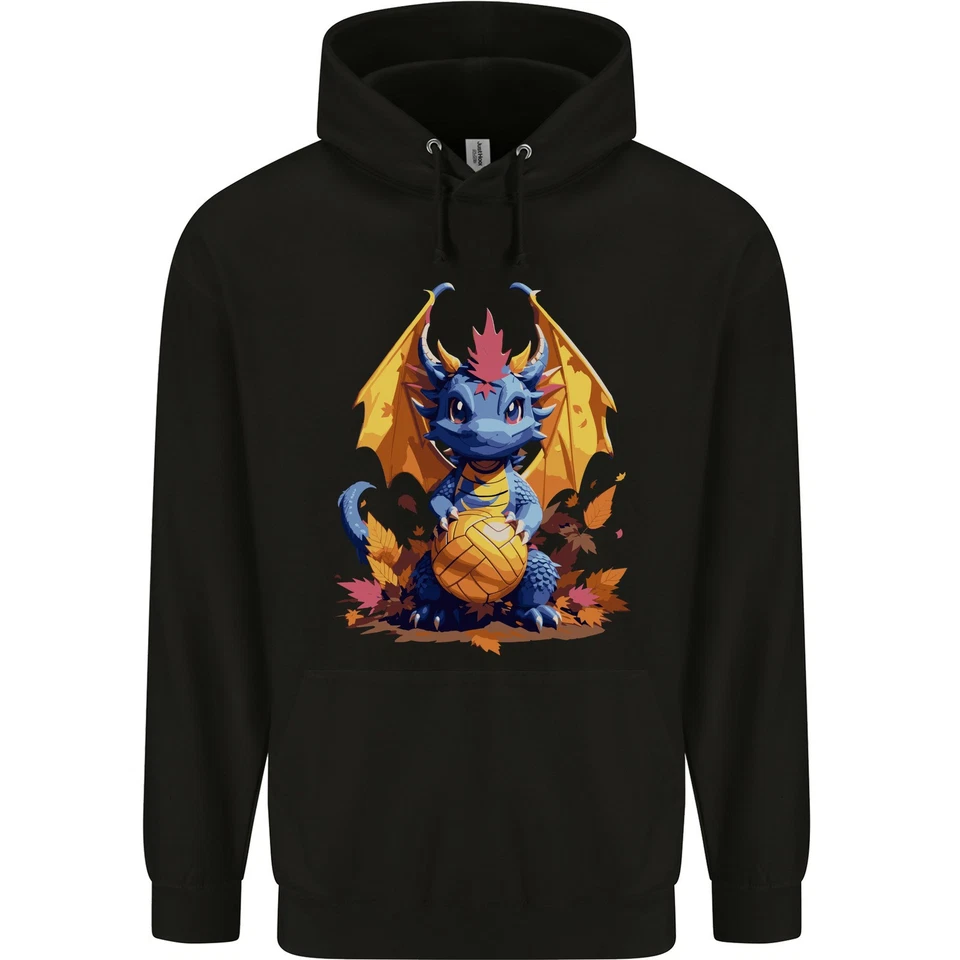 Mignon Dragon De Volleyball Kawaii Sweat À Capuche Pour Hommes 80% Coton - Photo 1/2