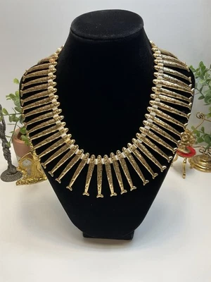 ZARA Gold Fish Bib Necklace Statement Runway Bold NWOT - Image 1 of 4