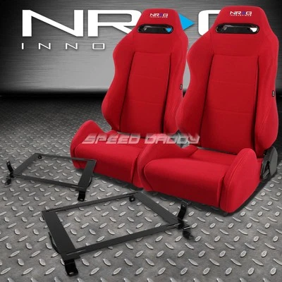NRG TYPE-R RED RECLINABLE RACING SEATS+LOW MOUNT BRACKET FOR 06-11 CIVIC FG/FA - Imagem 1 de 4