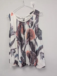 Quiz Purple Ivory Floral Chiffon Sleeveless Size 18 (T26) - Picture 1 of 8