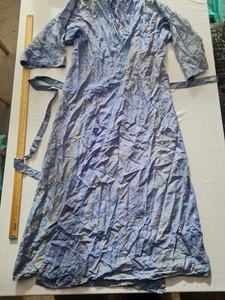 Ladies Night Gown Kate & Aud One Size Silk 3/4 Sleeve Blue Mix 31072 - Picture 1 of 15