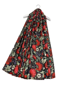 Women's Safflower, Poppy & Berry Print Wool Frayed Scarf Ladies Wrap Scarve 8197 - Picture 1 of 4