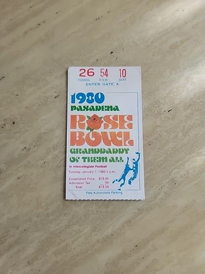 1980 Ohio State Buckeyes vs USC Trojans Rose Bowl Football Ticket  - Image 1 of 3
