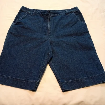 Pantalones Cortos de Denim Kim Rogers Para Mujer Talla 18 Bermudas Azul Cremallera Gancho Ojo Calce Informal Usado en Excelente Condición Foto 1 de 4