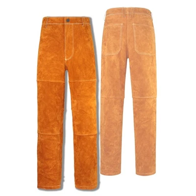 Pantalones de soldadura de cuero, protección de alta resistencia, resistencia al calor y al fuego pequeños Foto 1 de 4