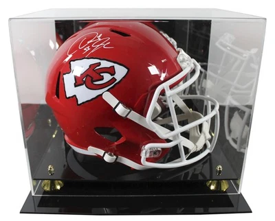 Casco de representante de velocidad de tamaño completo firmado por los Chiefs Derrick Johnson con estuche BAS Witnessed Foto 1 de 4