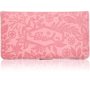 Floral Checkbook Cover Women Wallet for Check Credit Cards RFID Blocking Pink - Picture 1 of 6