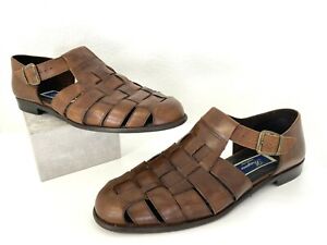 Bragano Cole Haan Italy Mens 10 US 43 EU Brown Woven Leather Dress Sandals Shoes