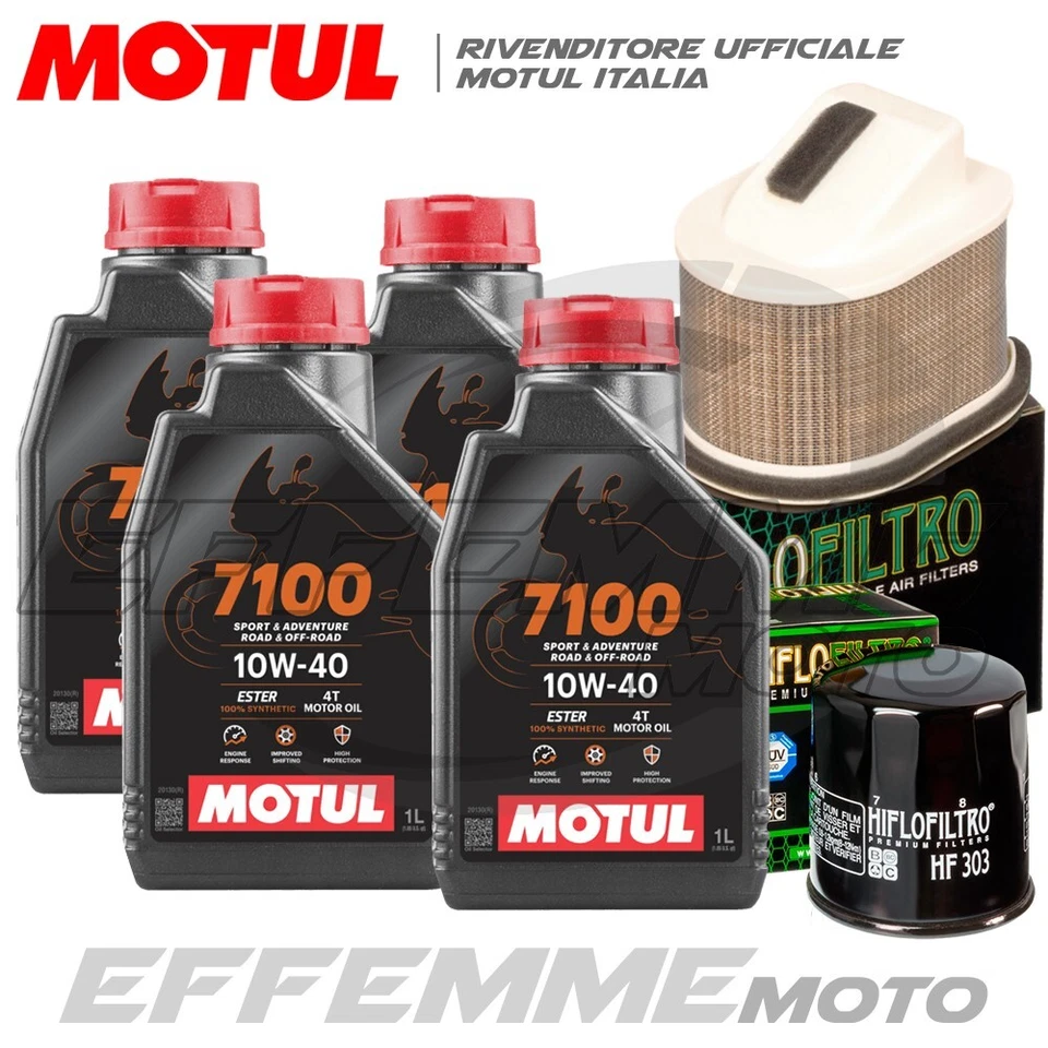 MOTUL + HIFLO Tagliando KAWASAKI Z 750 2007 2008 2009 2010 2011 (7100 10W40+ Filtri aria olio)