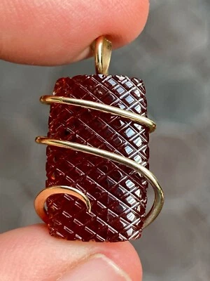 32.69ct Tourmaline Rubellite Cross Faceted Forge Pendant In 14K Yellw Gold Tl Wt - Image 1 of 4