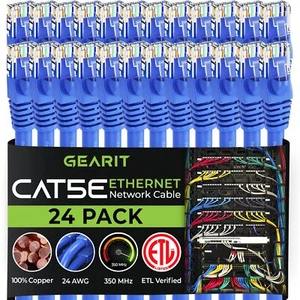 24-Pack Cat5e Ethernet Patch Cable 0.5 Feet - Snagless RJ45 Computer LAN Netw... - Picture 1 of 8