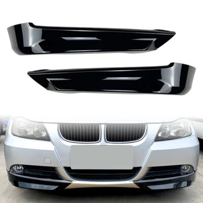 US Front Bumper Lip For BMW 3 Series E90 E91 320i 330i 2005-2008 Glossy Black Foto 1 de 4