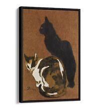 THEOPHILE STEINLEN, TWO CATS -FLOAT EFFECT CANVAS WALL ART PIC PRINT