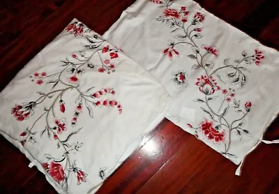 IKEA RODBINKA RED GRAY TAN FLORAL (2PC) TIE FULL DUVET & SHAM SET 100% LYOCELL - Image 1 of 4