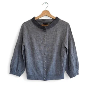 ANN TAYLOR GRAUE CARDIGAN PULLOVER SCHLEIFE GRÖSSE MEDIUM - Bild 1 von 6
