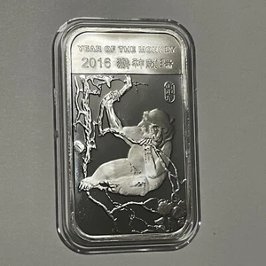 2016 Year Of The Monkey Chinese Zodiac Sign Bar 1 Troy Oz .999 Fine Silver Ingot - Picture 1 of 8