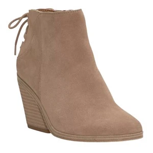 Lucky Brand Women's Mikasi Lace Up Wedge Booties Tan Size 8 1/2 - Picture 1 of 5
