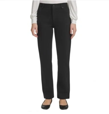 Pantalones de mezclilla para mujer DKNY XXL con cremallera ajustados pierna recta elásticos negros Foto 1 de 4