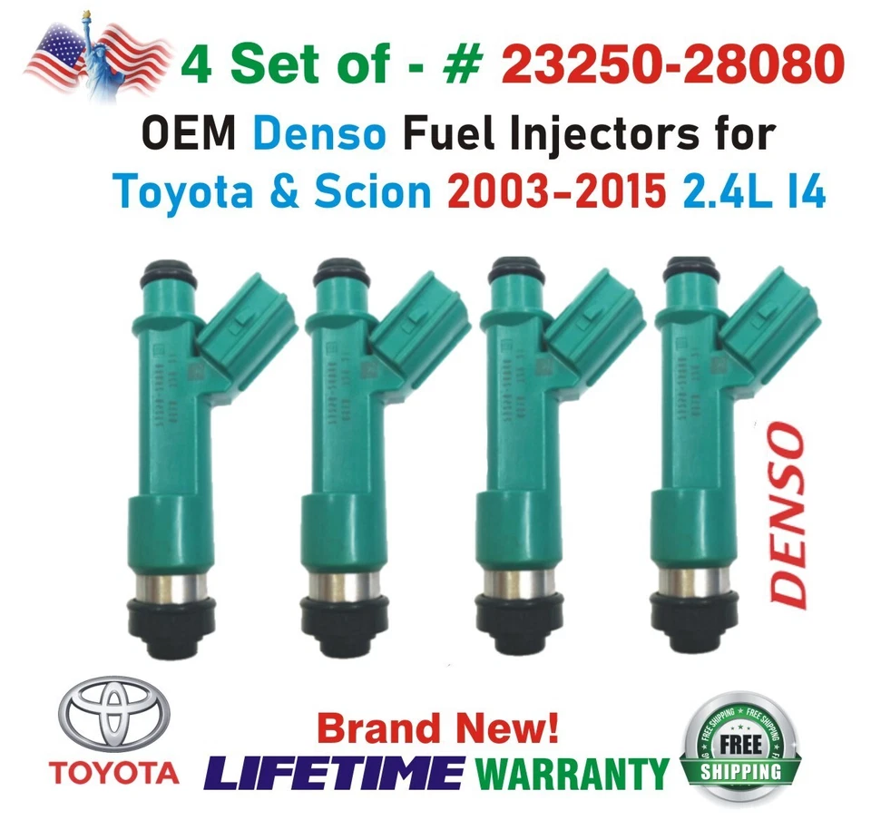 x4 NEW OEM DENSO Fuel Injectors for 2008-2015 Scion xB 4 Cylinder 2.4L I4 - Image 1 of 4