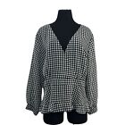 BNWT Atmos & Here Gingham Blouse Madison Peplum Top Plus Size 26 New With Tag
