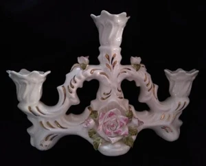 Candelabro vintage de porcelana Fena Yugoslavia Tri tres candelabros candelabro - Imagen 1 de 12