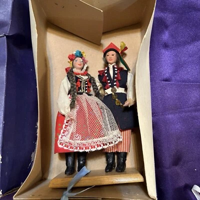 Vintage 1970’s Polish Folk Art Dolls Traditional Dress Male & Female Hand Made - Image 1 of 4
