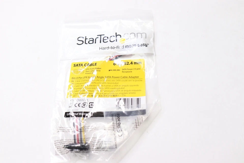 StarTech Molex LP4 To Left Angle Sata Power Cable Adapter 6" - Image 1 of 1