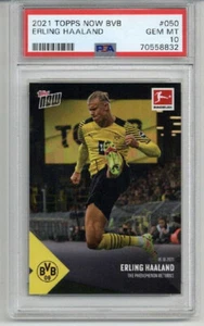 2021 TOPPS NOW BVB THE PHENOMENON RETURNS #050 ERLING HAALAND PSA 10 RARE - Picture 1 of 2