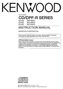 Kenwood CD-204 CD Player Owners Instruction Manual - Picture 1 of 1