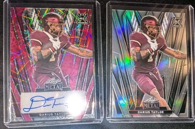 Darius Taylor 2 Card Lot Autographed Pink Lazer 3/3 Parallel With Base RC... - Image 1 of 3