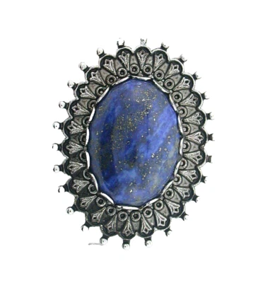 Lapis Lazuli Cabochon Gem Oval 18x13 18mm x 13mm Silver Color Tie Tack  EPTT121 - Image 1 of 2