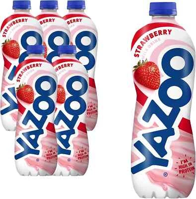 YAZOO Strawberry Milkshake Milk Drink High in Protein Calcium 1Litre (Pack of 6)