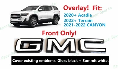 Superposición Delantera Negro Blanco GMC Emblema 2020+ Acadia 2022+ Terrain 2021-2022 Canyon Foto 1 de 4