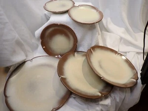 Set of 6! Frankoma Plainsman Brown Pottery plates-Matted Glaze 5E 5GS 5FS - Picture 1 of 12