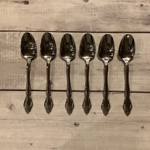 6 Reed And Barton Select BAROQUE Stainless Flatware Oval Place Spoons Lot #2 - Picture 1 of 6