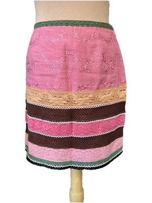 Falda corta Boston Proper para mujer floral a rayas talla 4 crochet encaje boho multi Foto 1 de 4
