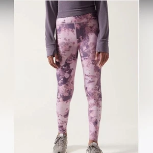 NWT Athleta Girl High Rise Printed Chit Chat Tight "Moonstone Pink" - Picture 1 of 12