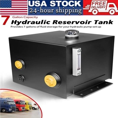 7-Gallon Hydraulic Fluid Reservoir Tank 14 Gauge Steel Oil Tank with Built-in Si - Image 1 of 4