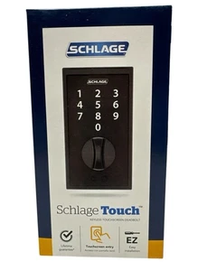 Schlage Centry Keyless Touchscreen Deadbolt Matte Black  BE375 V CEN 622 NEW - Picture 1 of 2