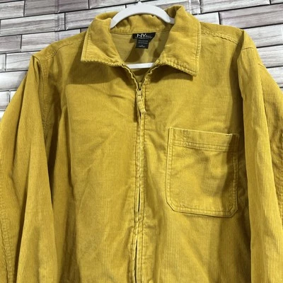 NY & co Jeans Mujer L Chaqueta Cremallera Amarillo Oro Pana Cremallera Informal Boho Relajado Foto 1 de 4