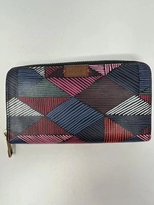 Fossil Zip Around Wallet Multi Pattern Pink, Red & Blue - Image 1 of 4