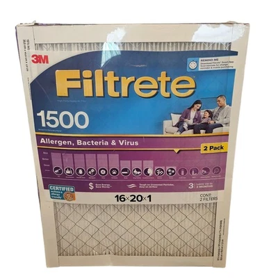3M Filtrete 16X20x1  Allergen, mold, bacteria & virus Filter  1500 2 Pack - Image 1 of 4