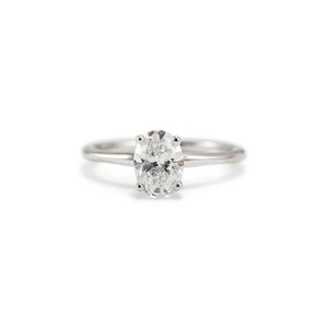 14K White Gold Solitaire IGI Oval 1.04ct D SI1 Lab Grown Diamond Engagement Ring - Picture 1 of 9