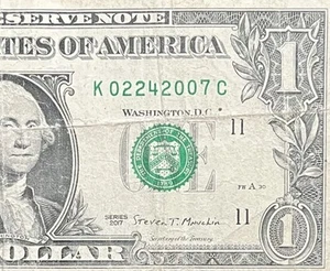 February 24, 2007  (K 02242007 C) BIRTHDAY Note $1 One Dollar Bill - Picture 1 of 3