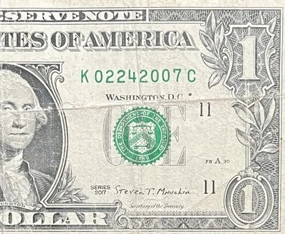 February 24, 2007  (K 02242007 C) BIRTHDAY Note $1 One Dollar Bill - Image 1 of 3